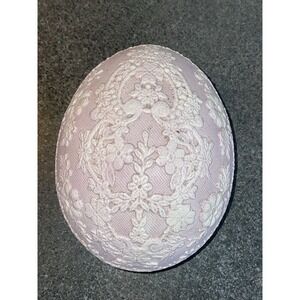 Vintage Easter Egg Decorative Two Piece Scioto Ceramic 1989 Purple Textured